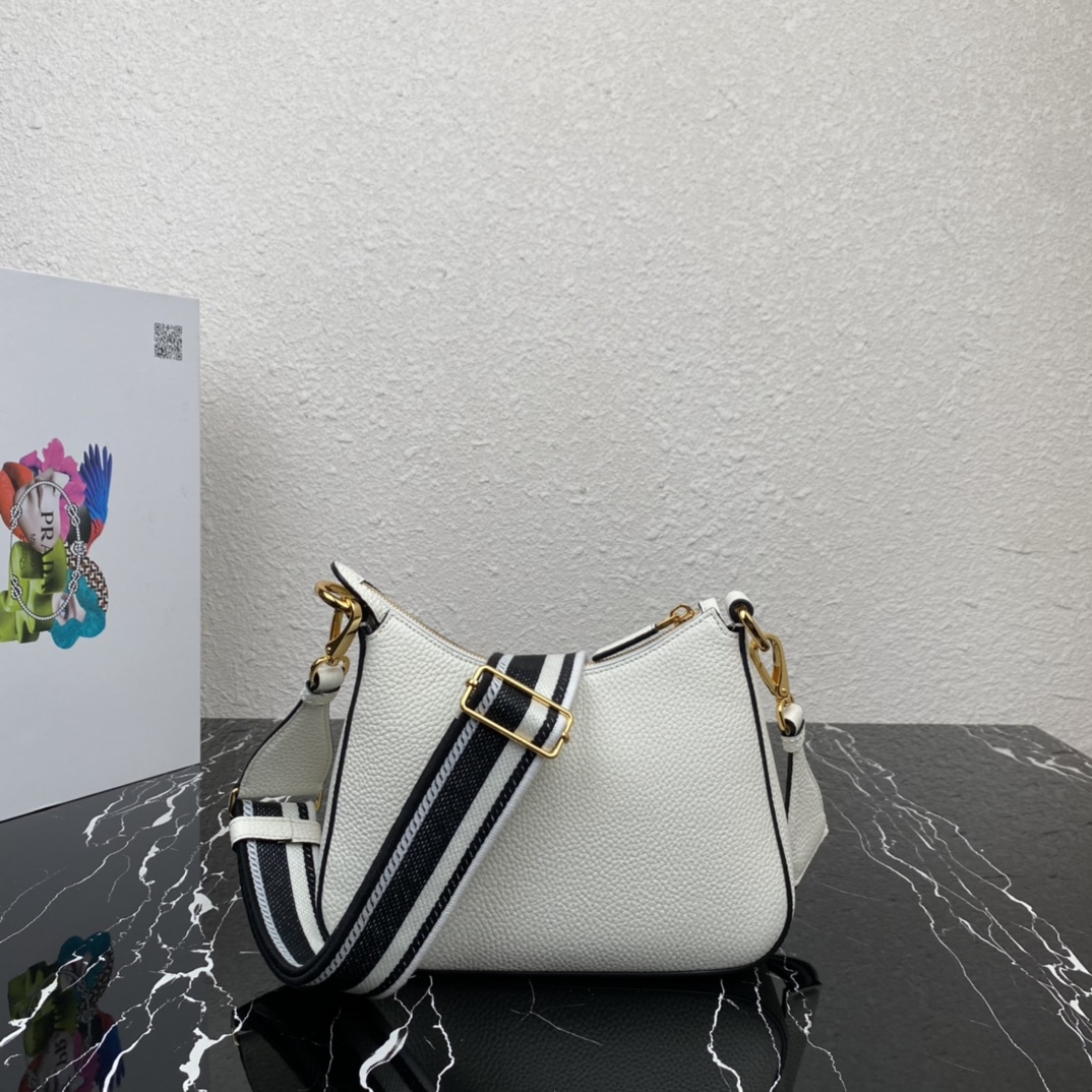 Prada Mini Leather Shoulder Bag Tote Handbag White 1BH193